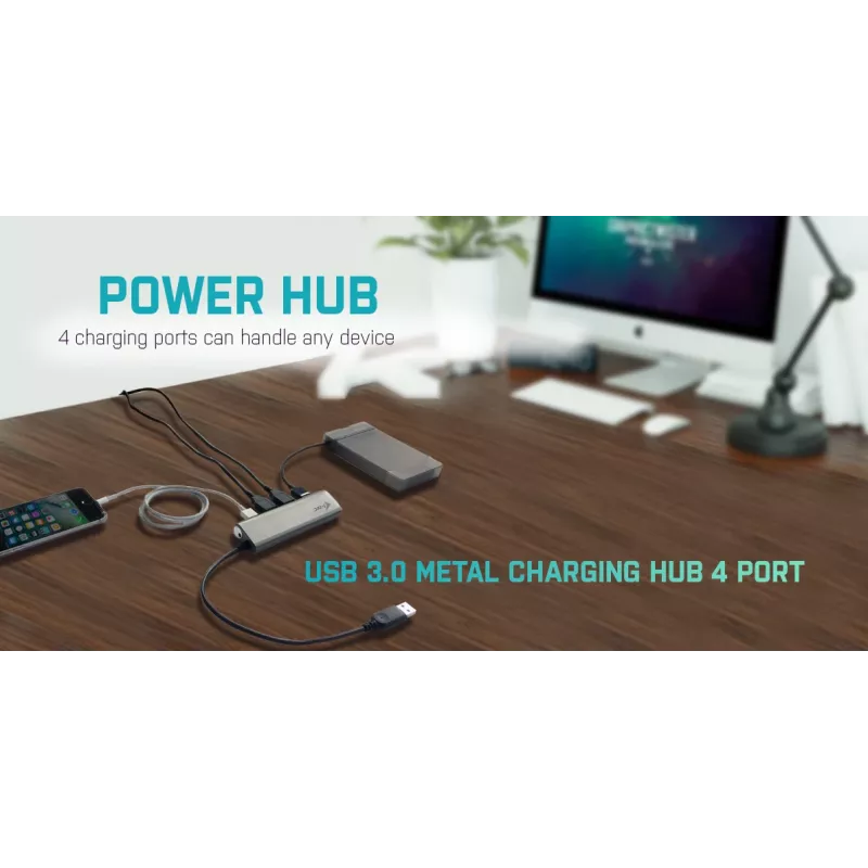USB Hub i-tec Metal Superspeed USB 3.0 4-Port Hub 5000 Mbit/s Grau