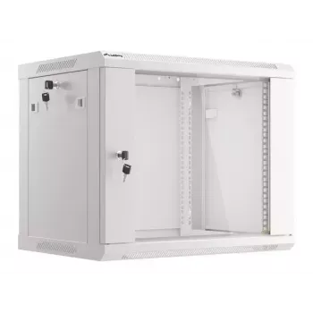 Wandmontierter Schrank LANBERG WF01-6409-10S, 9U, 19 Zoll, 600×450 mm, 60 kg Tragkraft, grau