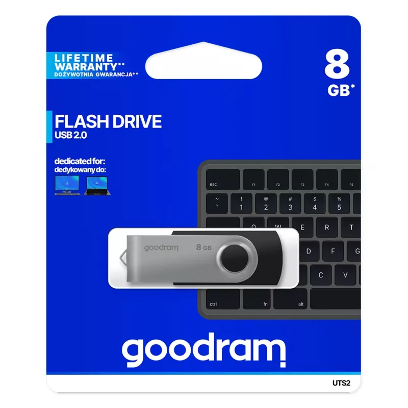 Goodram UTS2 USB-Flash-Laufwerk 8 GB USB Typ-A 2.0 Schwarz