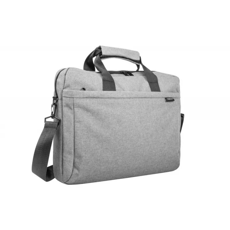 Umhängetasche NATEC Mustela für Laptops bis 39,6 cm (15,6 Zoll), Polyester, grau, Fronttasche, Schultergurt