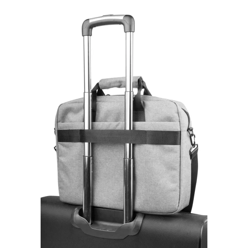 Umhängetasche NATEC Mustela für Laptops bis 39,6 cm (15,6 Zoll), Polyester, grau, Fronttasche, Schultergurt