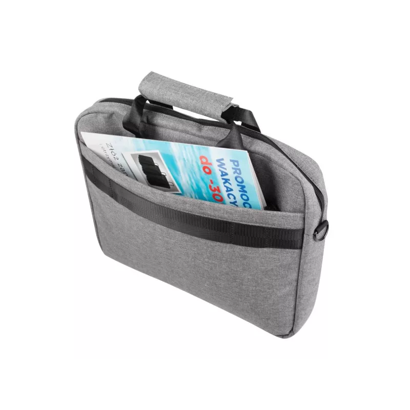 Umhängetasche NATEC Mustela für Laptops bis 39,6 cm (15,6 Zoll), Polyester, grau, Fronttasche, Schultergurt
