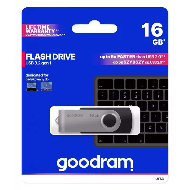 Goodram UTS3 USB-Flash-Laufwerk 16 GB USB Type-A 3.2 Gen 1 (3.1 Gen 1) Schwarz