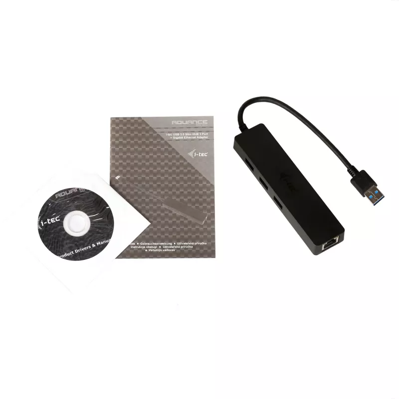 i-tec Advance USB 3.0 schlank HUB 3 Port Gigabit Ethernet Adapter Schwarz