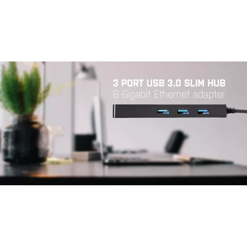 i-tec Advance USB 3.0 schlank HUB 3 Port Gigabit Ethernet Adapter Schwarz