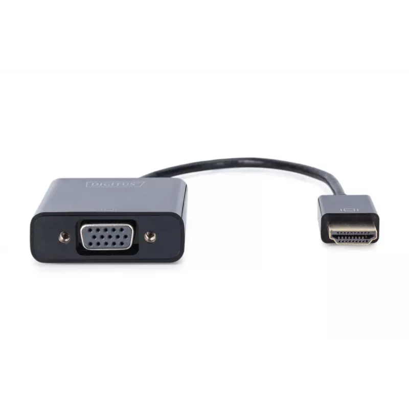 DIGITUS HDMI-zu-VGA-Konverteradapter Typ A - VGA (D-Sub) Anschluss, 3,5-mm-Audiobuchse schwarz
