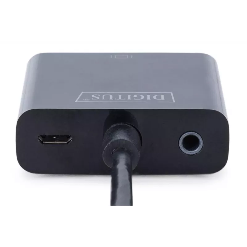 DIGITUS HDMI-zu-VGA-Konverteradapter Typ A - VGA (D-Sub) Anschluss, 3,5-mm-Audiobuchse schwarz