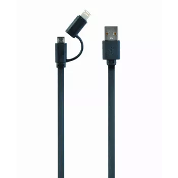 GEMBIRD USB-auf-Apple-Lightning- und Micro-USB-Lade-Kombikabel 1m - Schwarz