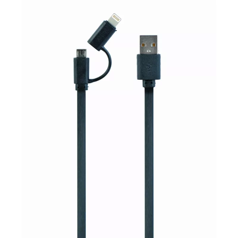 GEMBIRD USB-auf-Apple-Lightning- und Micro-USB-Lade-Kombikabel 1m - Schwarz