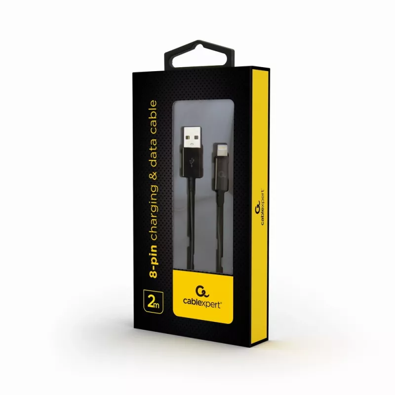 GEMBIRD USB-auf-Apple-Lightning-Sync- und Ladekabel, 2m - Schwarz