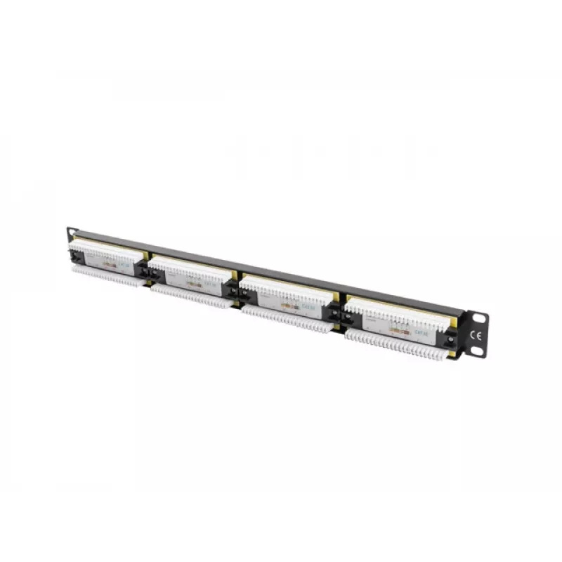 Patchpanel 1U LANBERG PPU5-1024-B – 24-Port CAT5e, Metall, Schwarz, 445×32,5×44,5 mm