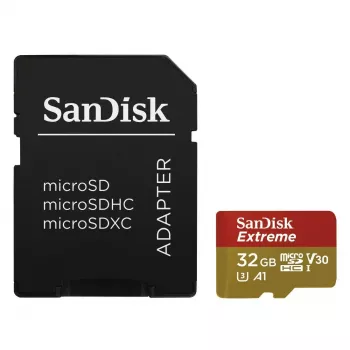 WESTERN DIGITAL SanDisk micro SDXC Extreme 32GB (A1/ V30/ U3/ UHS-I/ Cl.10/ R100/ W60) + Adapter für Action-Cam