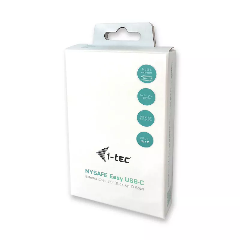 i-tec MySafe USB-C 3.1 Gen. 2 easy, HDD/SSD-Gehäuse, 2,5 Zoll, Serial ATA, Serial ATA II, Serial ATA III, 10 Gbit/s, USB-Konnektivität, Schwarz