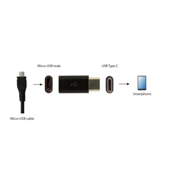 GEMBIRD USB 2.0 Type-C auf MicroUSB Adapter (CM/MicroUSB-F), Schwarz