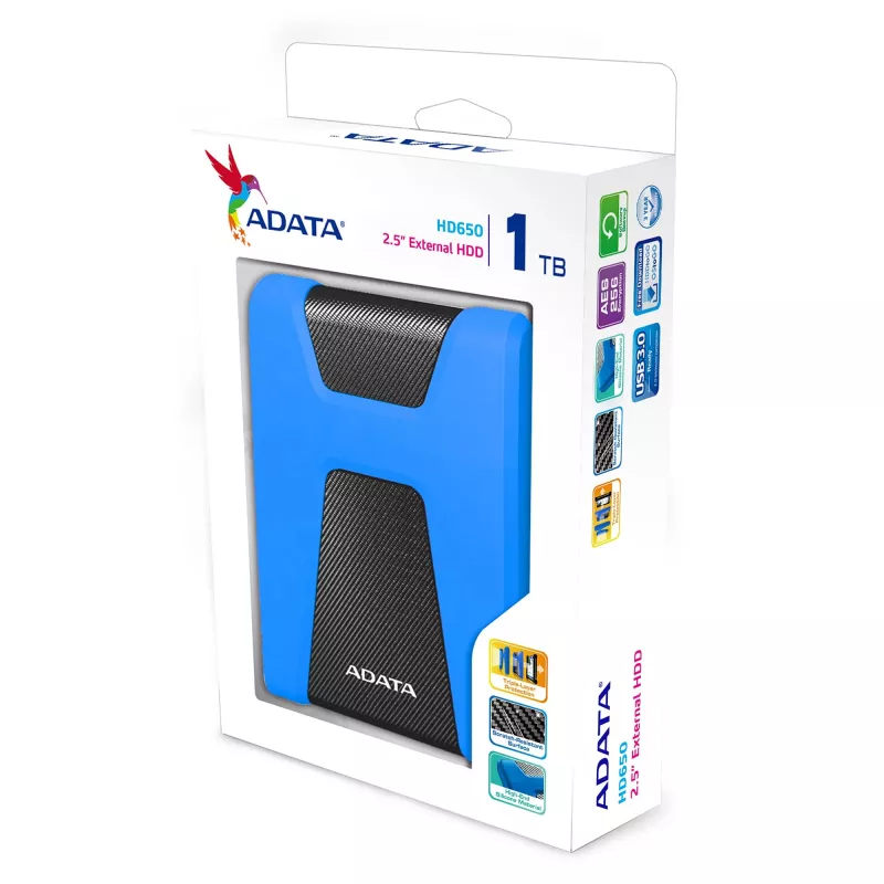 ADATA HD650 externe Festplatte 1 TB 2,5 Zoll Micro-USB B 3.2 Gen 1 (3.1 Gen 1) Blau