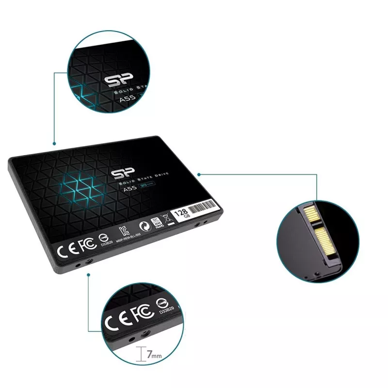 SILICON POWER SSD - A55 - 128GB - 2,5 Zoll - SATA III Slc