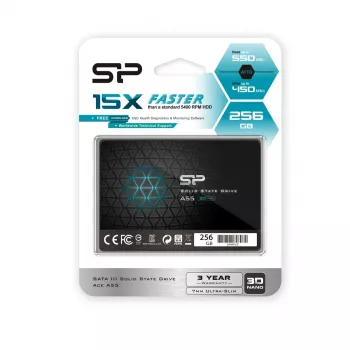 2,5 Zoll SATA III SSD Silicon Power Ace A55 256 GB, 3D TLC, bis zu 550/450 MB/s, 7 mm