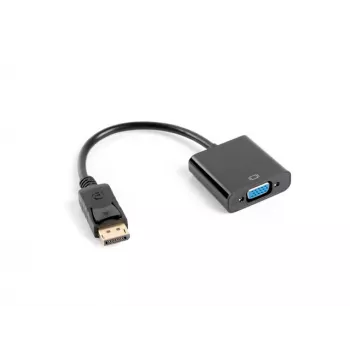 Videokabeladapter LANBERG AD-0002-BK — VGA (Buchse) auf DisplayPort (Stecker), 0,2 m, 1920×1200@60Hz, DP 1.1a, schwarz