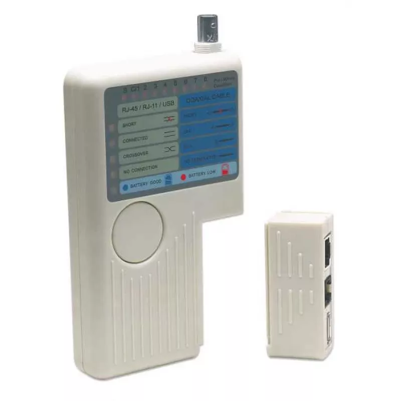 Intellinet 4-in-1 Kabeltester, RJ-11, RJ-45, USB und BNC, Ein-Knopf-Test