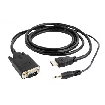 GEMBIRD HDMI-auf-VGA-und-Audio-Adapterkabel, Einzelport, 1,8 m - Schwarz