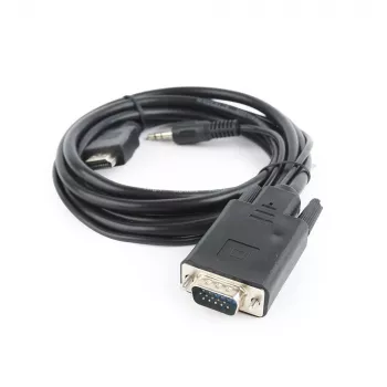 GEMBIRD HDMI-auf-VGA-und-Audio-Adapterkabel, Einzelport, 1,8 m - Schwarz