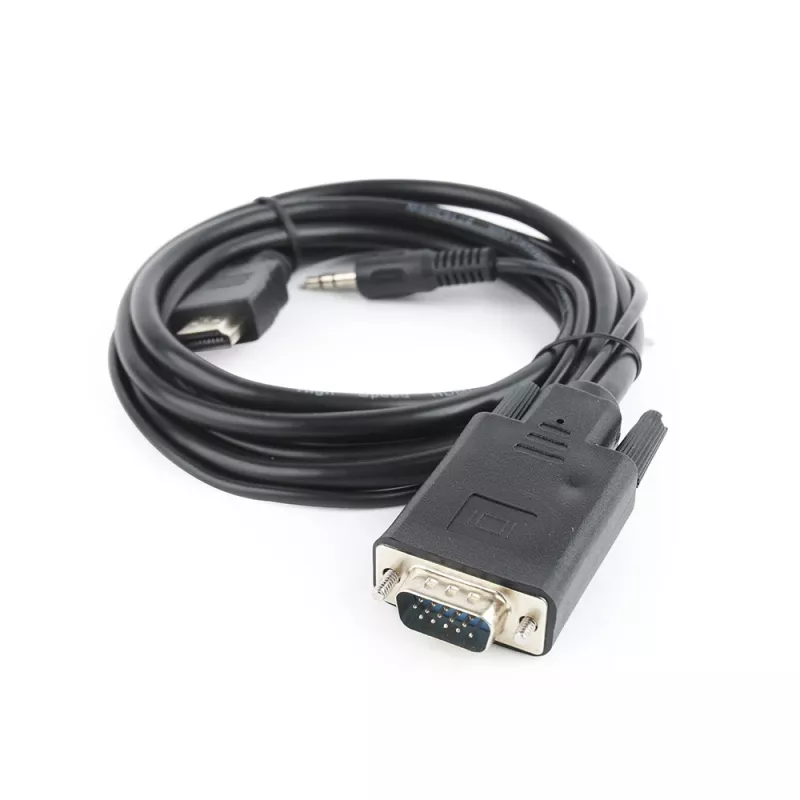 GEMBIRD HDMI-auf-VGA-und-Audio-Adapterkabel, Einzelport, 1,8 m - Schwarz