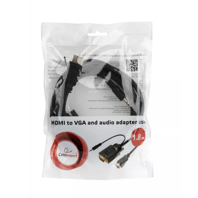GEMBIRD HDMI-zu-VGA- und Audio-Adapterkabel, einzelner Anschluss, 3 m, schwarz