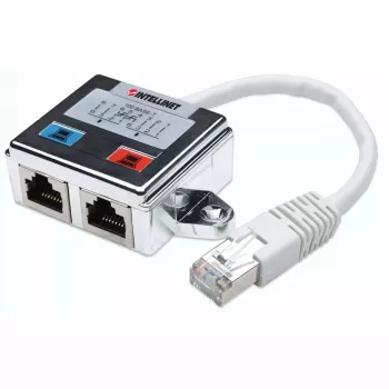 Intellinet 2-Port Modularverteiler, Cat5e, FTP, ermöglicht die gemeinsame Nutzung eines Cat5e-Netzwerkkabels durch zwei RJ45-Ports