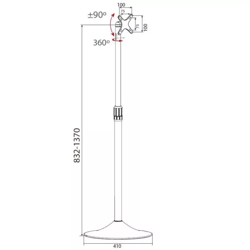 Techly ICA-TR10 Werbedisplay-Ständer 68,6 cm (27 Zoll) Silber