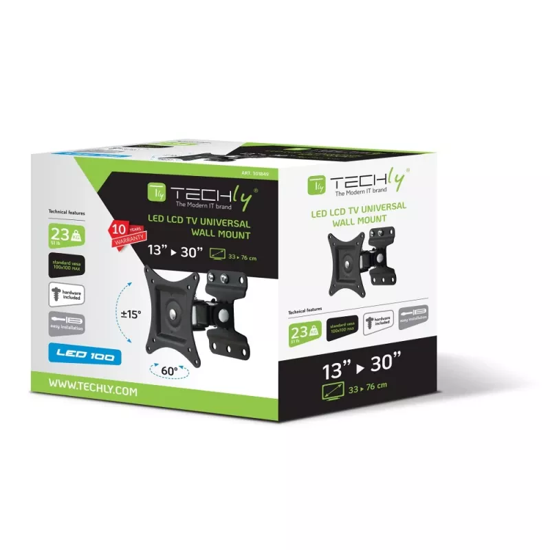Techly 13-30 inch Wandhalterung für LED LCD TV voll beweglich ICA-LCD 201BK