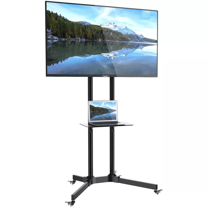 Techly Bodenrollwagen mit Ablageboden für LCD/LED/Plasma 30-65 Zoll ICA-TR6