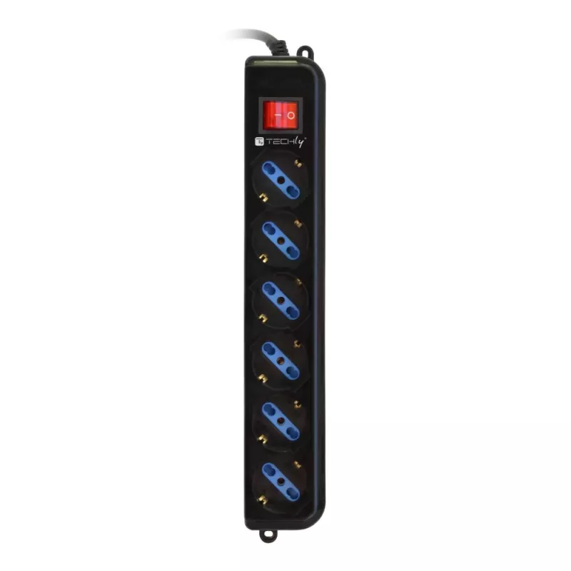 Techly Leistung Strip 6 Sockets Schwarz with VDE Plug IUPS-PCP-6V
