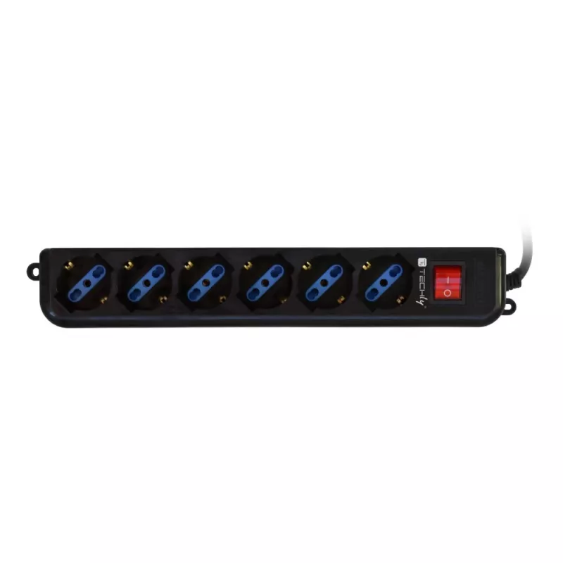 Techly Leistung Strip 6 Sockets Schwarz with VDE Plug IUPS-PCP-6V