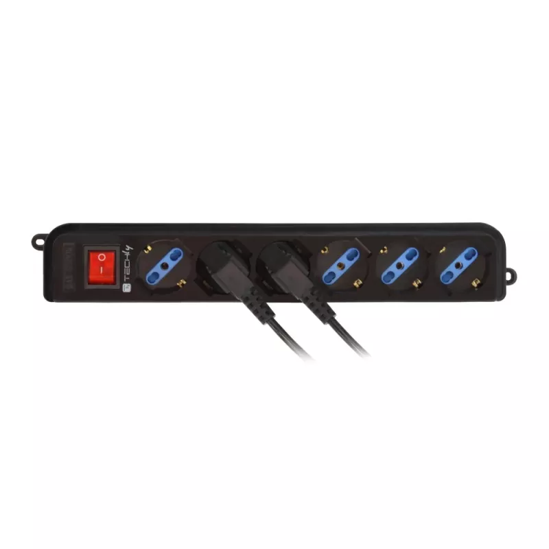 Techly Leistung Strip 6 Sockets Schwarz with VDE Plug IUPS-PCP-6V