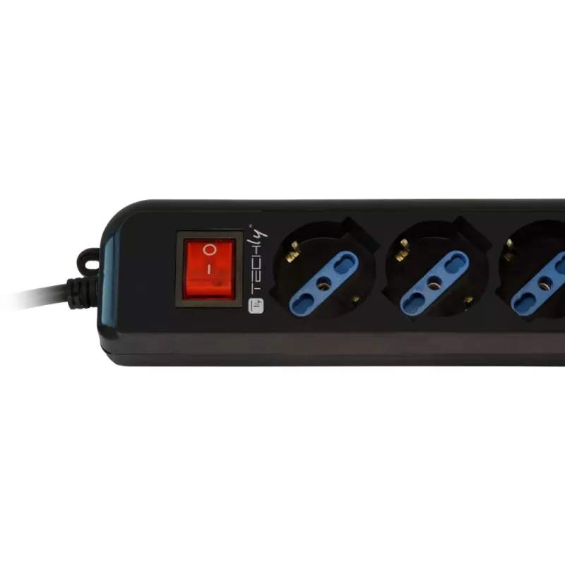 Techly Leistung Strip 6 Sockets Schwarz with VDE Plug IUPS-PCP-6V