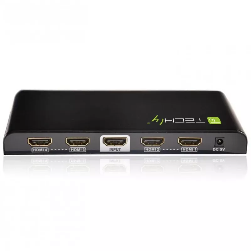 Techly Splitter HDMI 4-fach 4K*2K IDATA HDMI-4K4, HDMI, 4x HDMI, 1x HDMI F, 4096 x 2160 Pixel, Schwarz, 36 bit