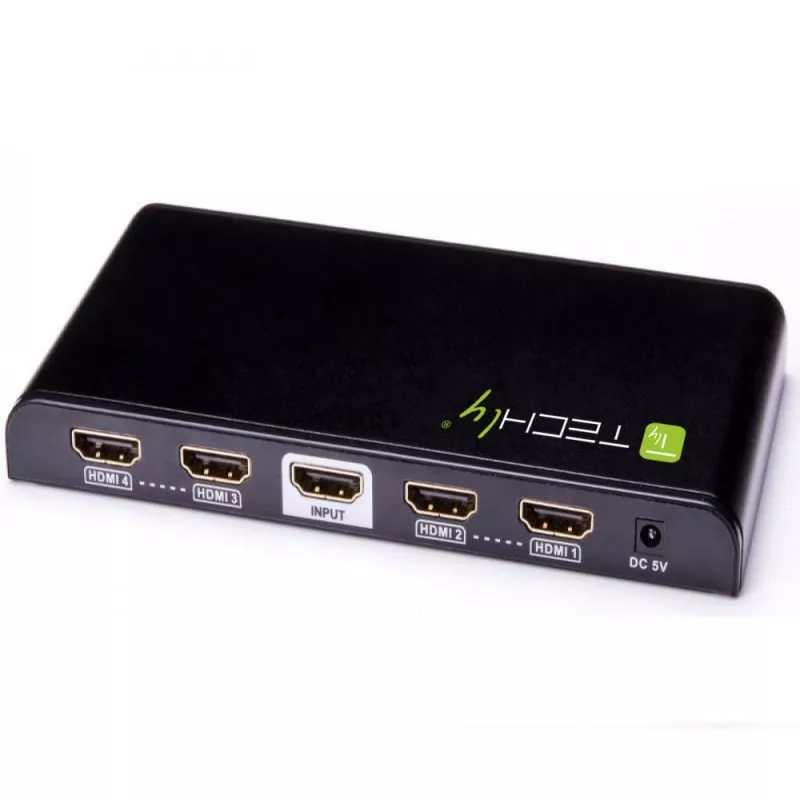Techly Splitter HDMI 4-fach 4K*2K IDATA HDMI-4K4, HDMI, 4x HDMI, 1x HDMI F, 4096 x 2160 Pixel, Schwarz, 36 bit