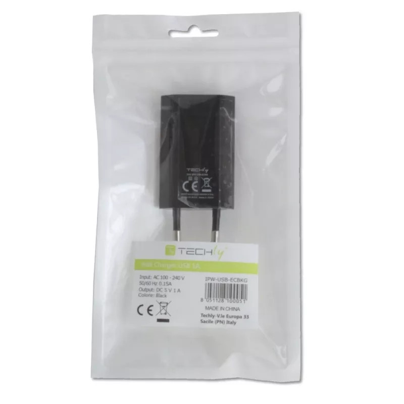 Techly Compact Charger USB 1A European Plug Schwarz