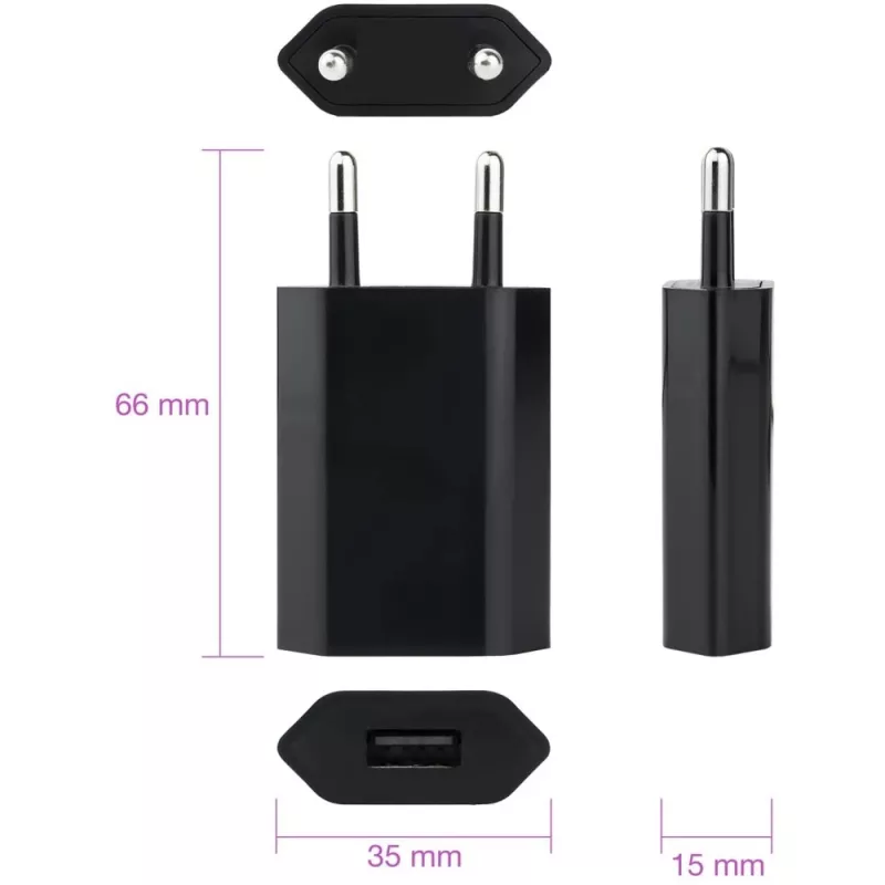 Techly Compact Charger USB 1A European Plug Schwarz