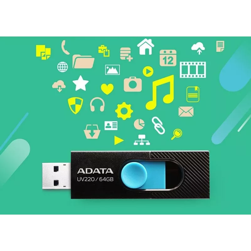 ADATA UV220 USB-Stick 64 GB USB Typ-A 2.0 Schwarz, Blau