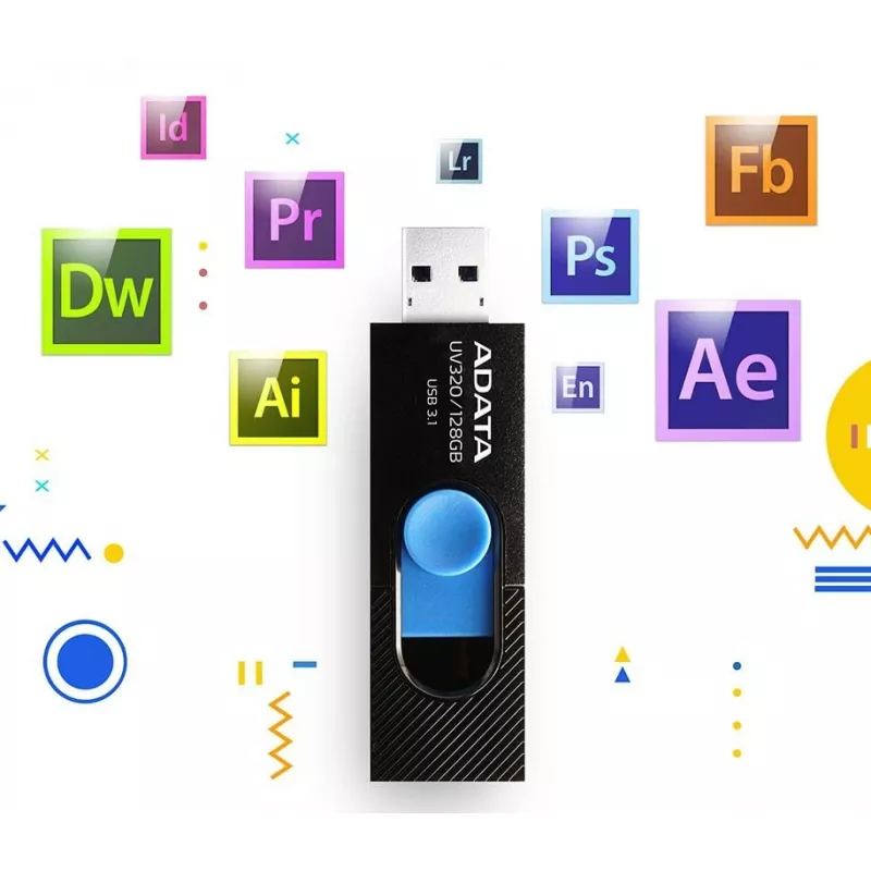 ADATA UV320 USB-Flash-Laufwerk 128 GB USB Typ-A 3.2 Gen 1 (3.1 Gen 1) Schwarz, Blau