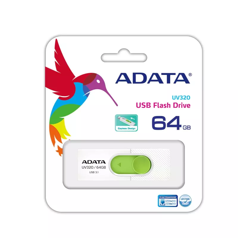 ADATA UV320 USB-Stick 64 GB USB Typ-A 3.2 Gen 1 (3.1 Gen 1) Grün, Weiß