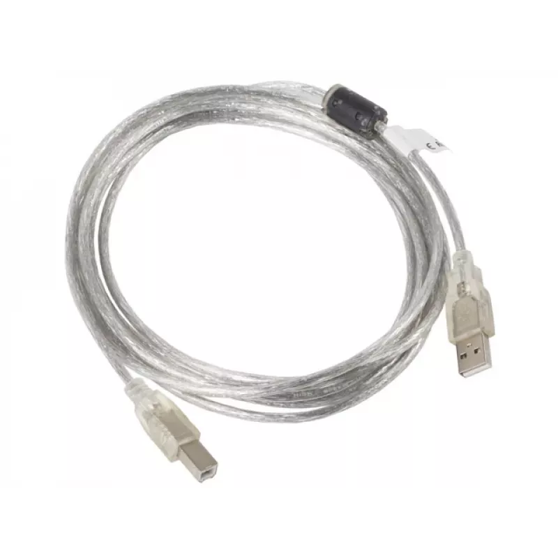 LANBERG USB-Kabel USB 2.0 USB B – 3 m Transparent