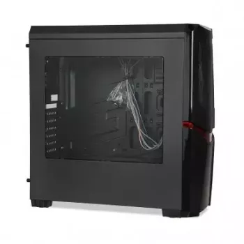 PC-Gehäuse IBOX ORCUS X14 Midi Tower Schwarz — ITX/ATX, Seitenfenster, rote Beleuchtung, 3×3,5-Zoll-Schächte, 2×2,5-Zoll-Schächte, 1×5,25-Zoll, USB 3.2 Gen1 Type-A