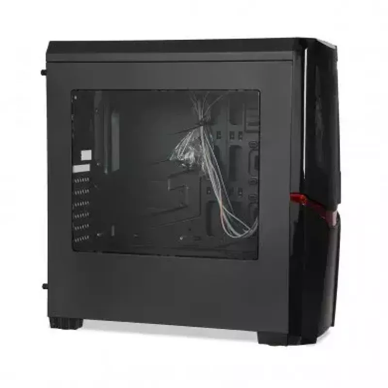 PC-Gehäuse IBOX ORCUS X14 Midi Tower Schwarz — ITX/ATX, Seitenfenster, rote Beleuchtung, 3×3,5-Zoll-Schächte, 2×2,5-Zoll-Schächte, 1×5,25-Zoll, USB 3.2 Gen1 Type-A