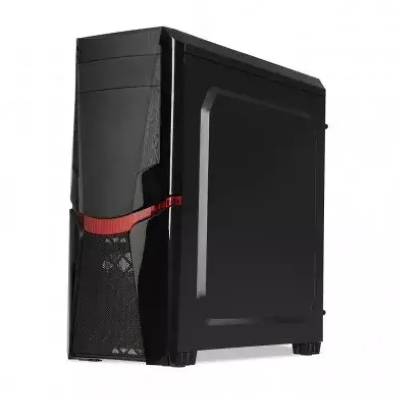 PC-Gehäuse IBOX ORCUS X14 Midi Tower Schwarz — ITX/ATX, Seitenfenster, rote Beleuchtung, 3×3,5-Zoll-Schächte, 2×2,5-Zoll-Schächte, 1×5,25-Zoll, USB 3.2 Gen1 Type-A