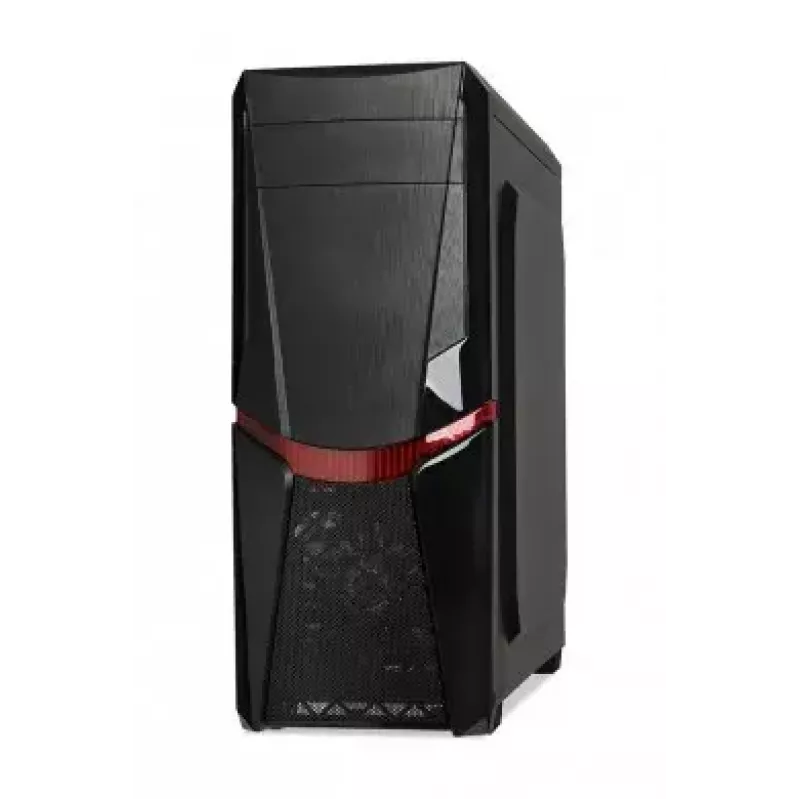 PC-Gehäuse IBOX ORCUS X14 Midi Tower Schwarz — ITX/ATX, Seitenfenster, rote Beleuchtung, 3×3,5-Zoll-Schächte, 2×2,5-Zoll-Schächte, 1×5,25-Zoll, USB 3.2 Gen1 Type-A
