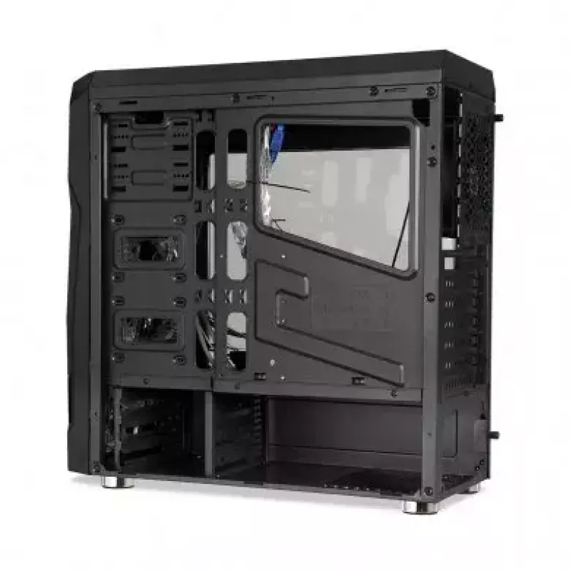 PC-Gehäuse IBOX ORCUS X14 Midi Tower Schwarz — ITX/ATX, Seitenfenster, rote Beleuchtung, 3×3,5-Zoll-Schächte, 2×2,5-Zoll-Schächte, 1×5,25-Zoll, USB 3.2 Gen1 Type-A