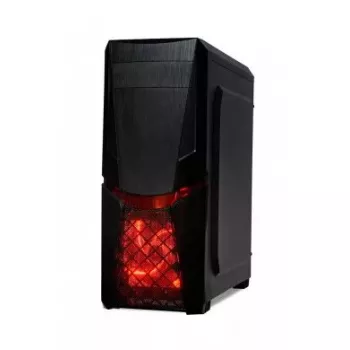 PC-Gehäuse IBOX ORCUS X14 Midi Tower Schwarz — ITX/ATX, Seitenfenster, rote Beleuchtung, 3×3,5-Zoll-Schächte, 2×2,5-Zoll-Schächte, 1×5,25-Zoll, USB 3.2 Gen1 Type-A