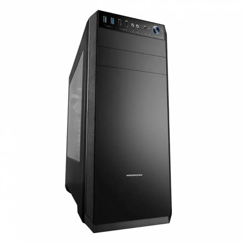 PC-Gehäuse MODECOM Oberon Pro Midi Tower – Schwarz, ATX/ITX/Micro ATX, gehärtetes Glas, bis zu 395 mm GPU